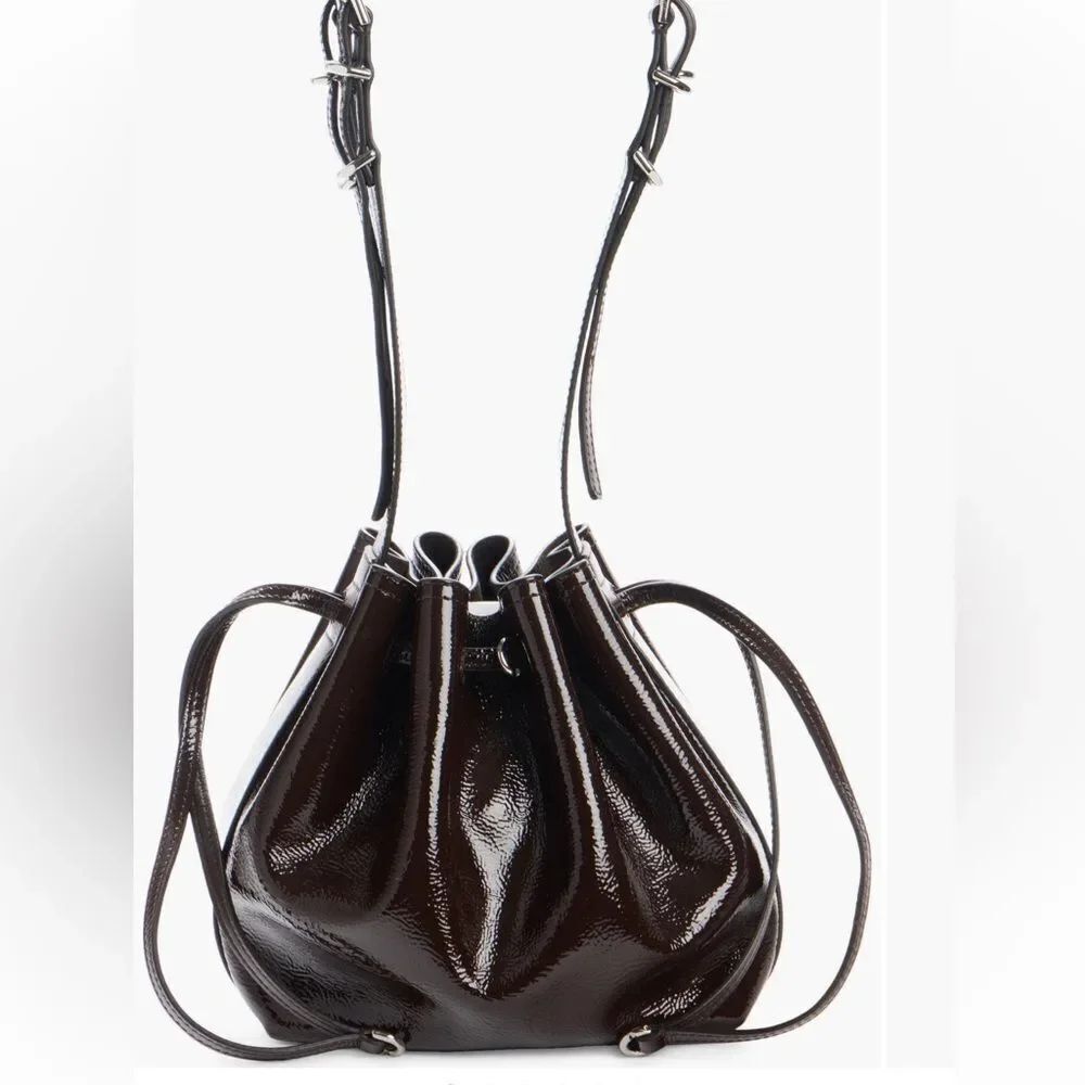 Givenchy Small Pumpkin Drawstring Leather Bucket Bag in Ebony NWT